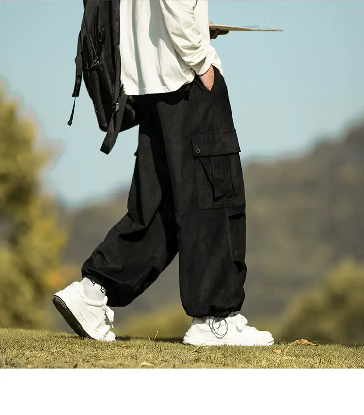 Men's Green Thick-Waist Wide-leg Casual Pants — feature 22