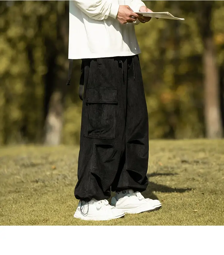 Men's Green Thick-Waist Wide-leg Casual Pants — feature 24