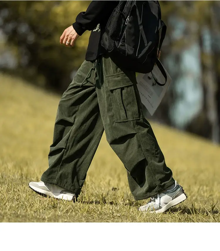 Men's Green Thick-Waist Wide-leg Casual Pants — feature 26