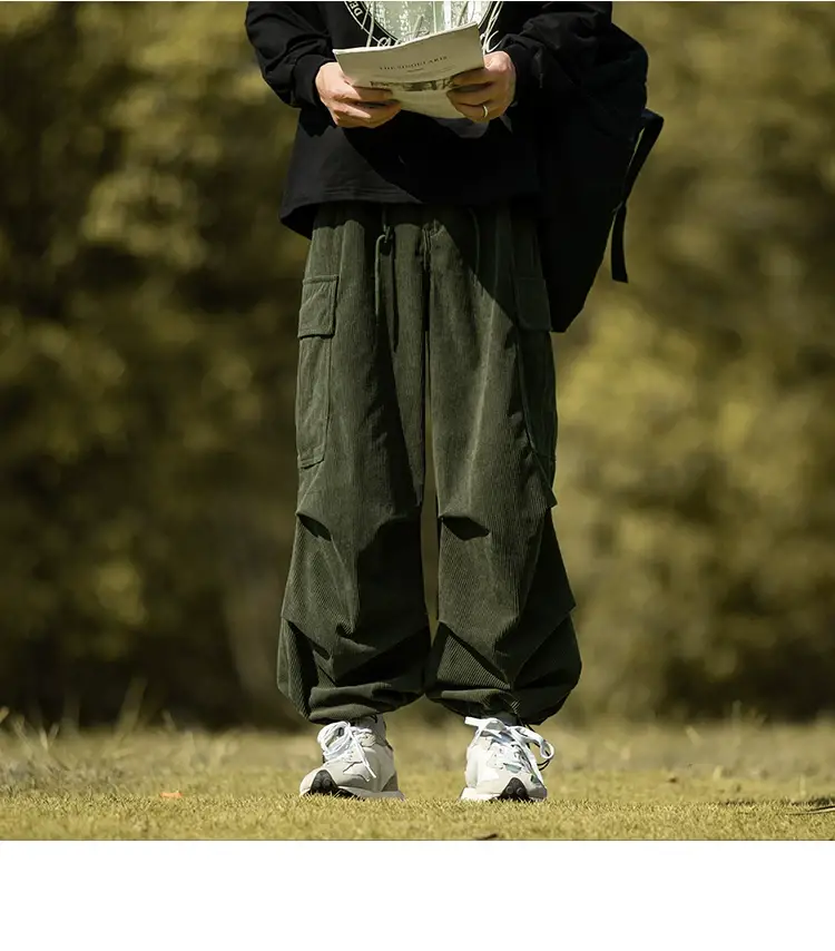Men's Green Thick-Waist Wide-leg Casual Pants — feature 27