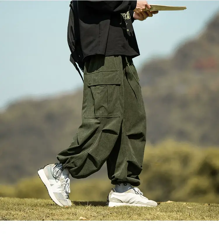 Men's Green Thick-Waist Wide-leg Casual Pants — feature 33