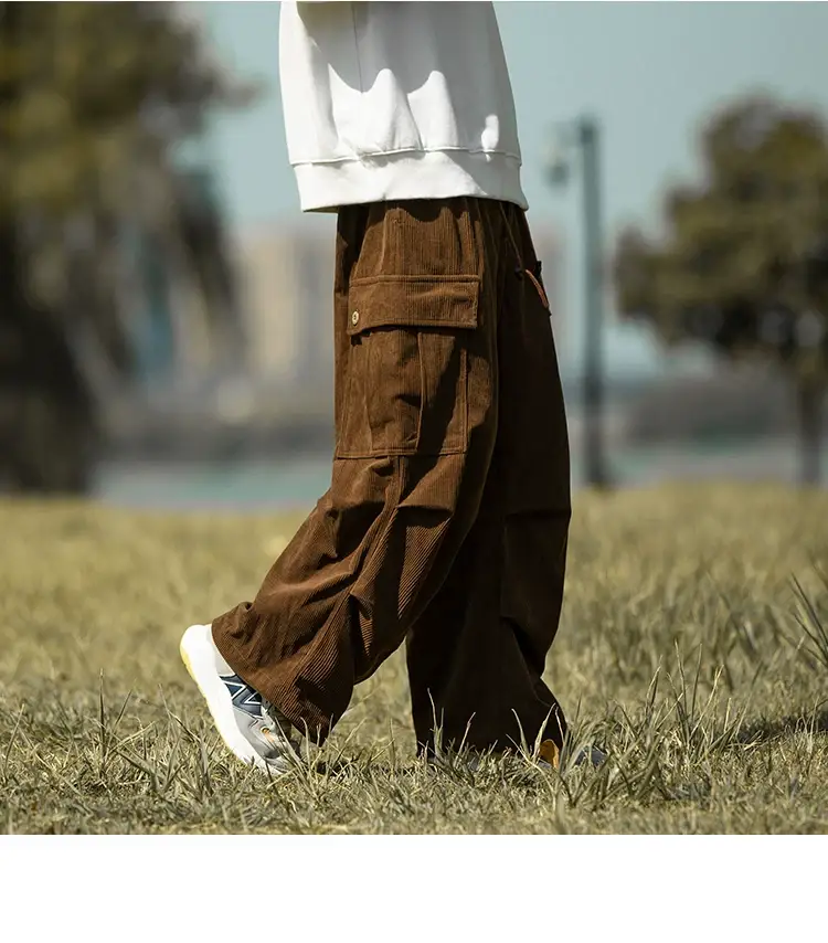 Men's Green Thick-Waist Wide-leg Casual Pants — feature 6