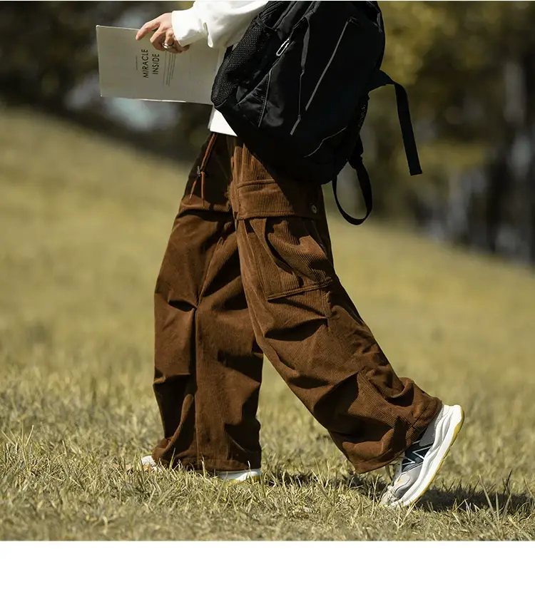Men's Green Thick-Waist Wide-leg Casual Pants — feature 7