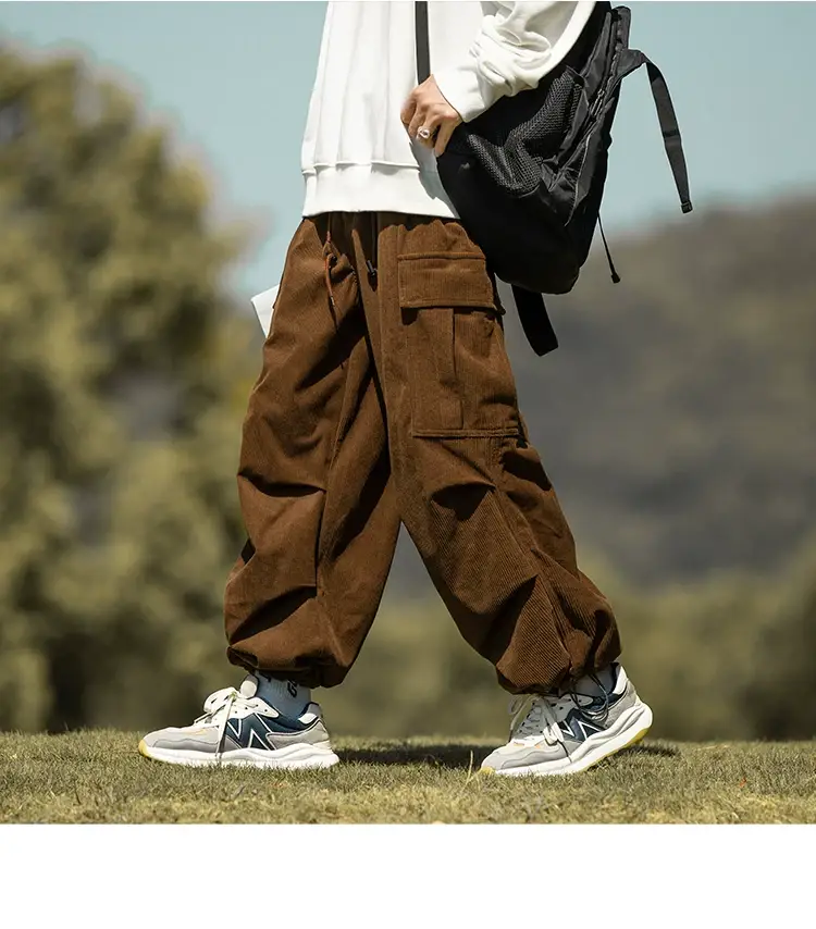 Men's Green Thick-Waist Wide-leg Casual Pants — feature 8