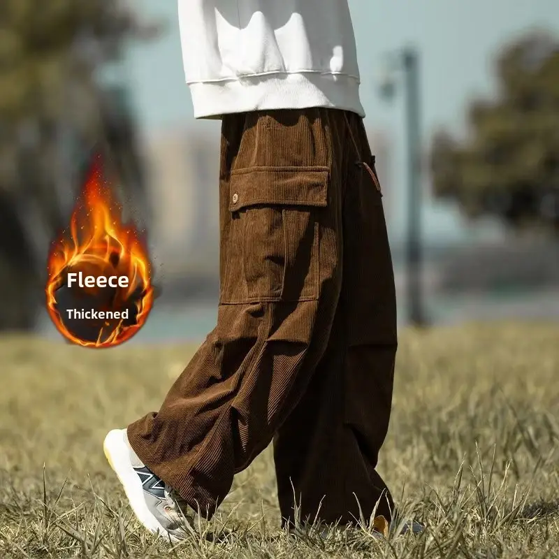 Men's Green Thick-Waist Wide-leg Casual Pants - Image 7