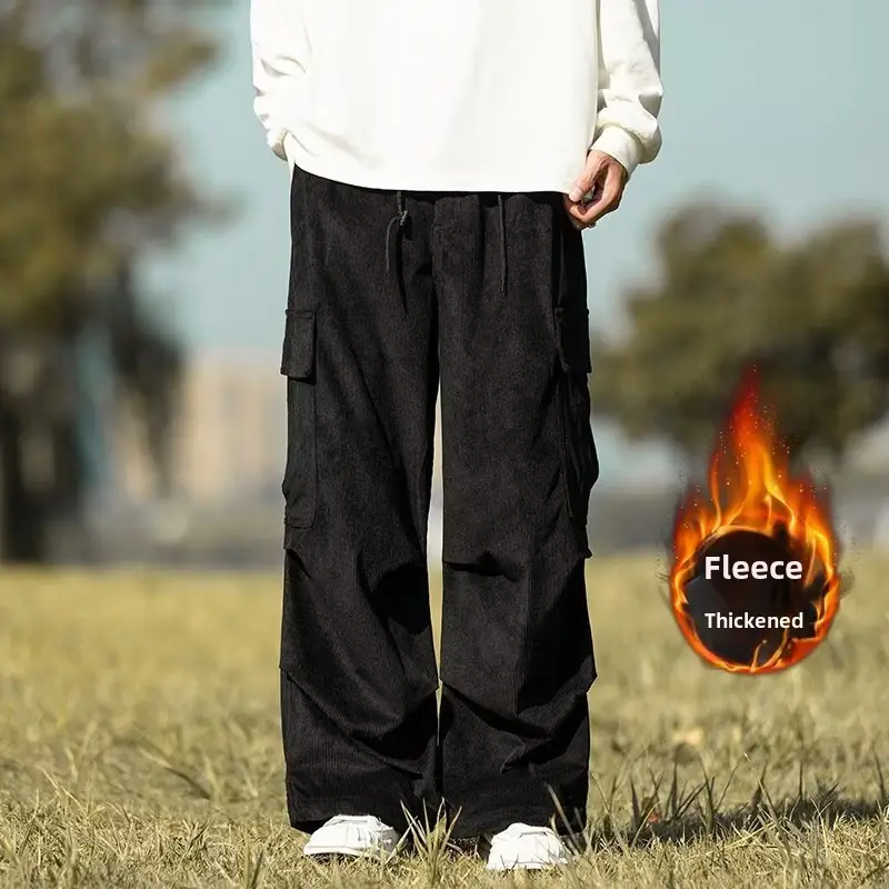 Men's Green Thick-Waist Wide-leg Casual Pants - Image 9