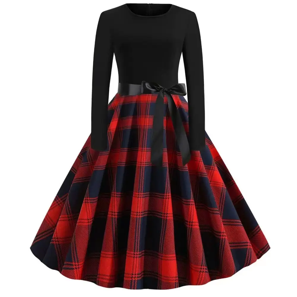 Women's Black Christmas Explosion A-Line Skirt Dress - Image 5