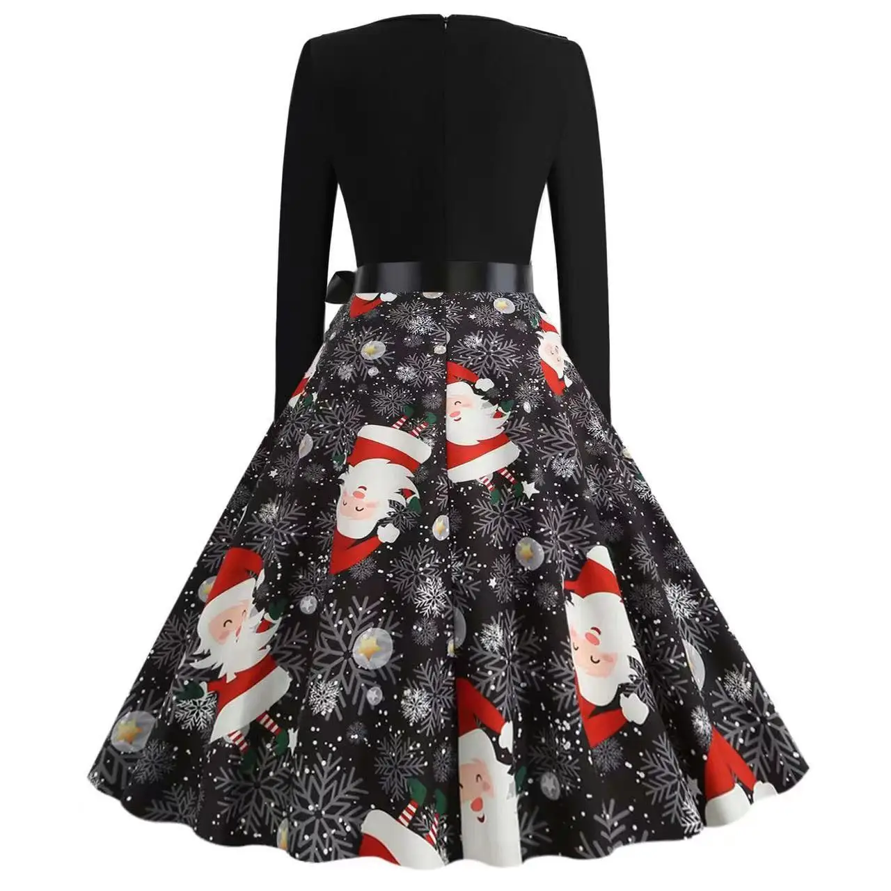 Women's Black Christmas Explosion A-Line Skirt Dress — feature 11