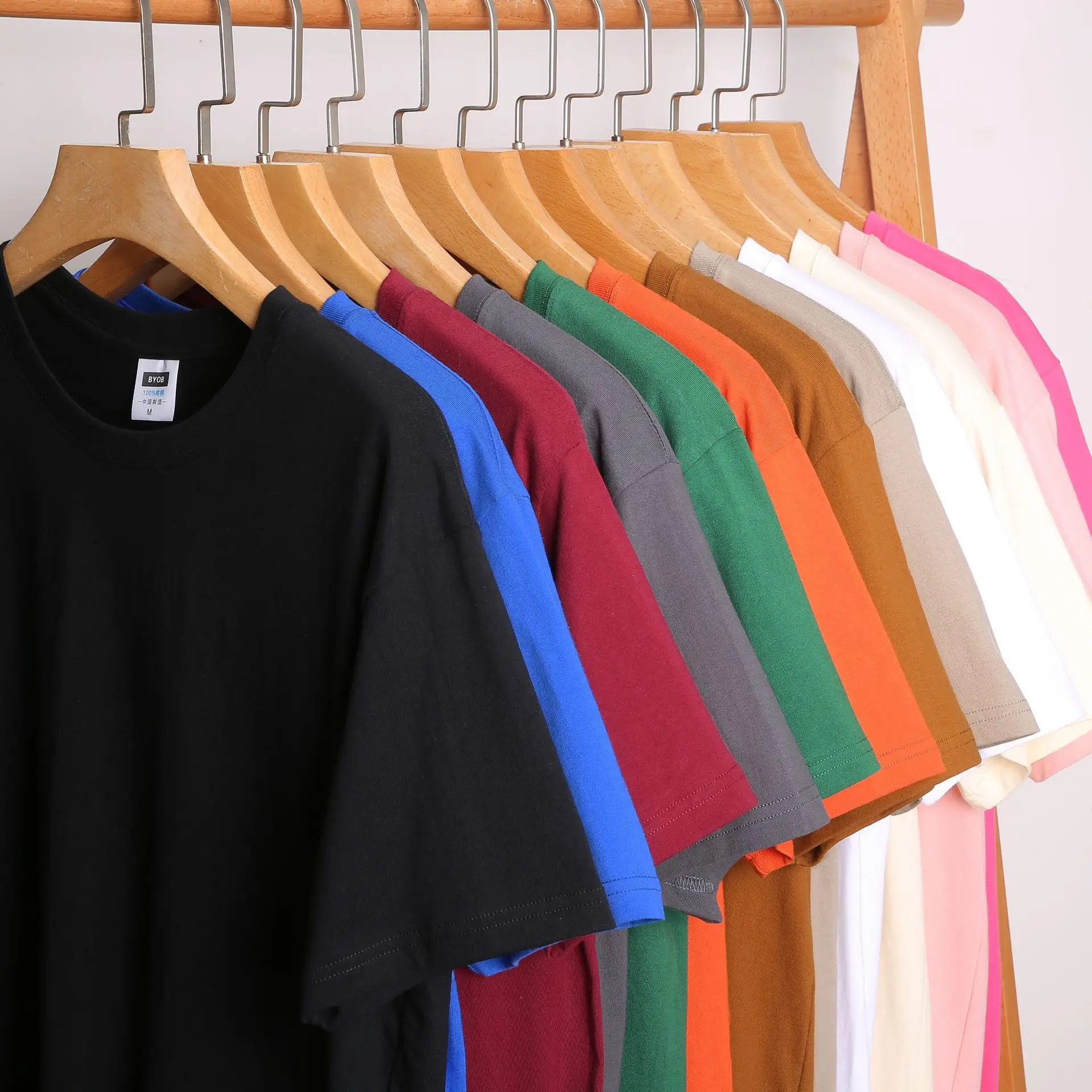 200g Loose Shoulder T-Shirt Maroon Men Women - Image 14