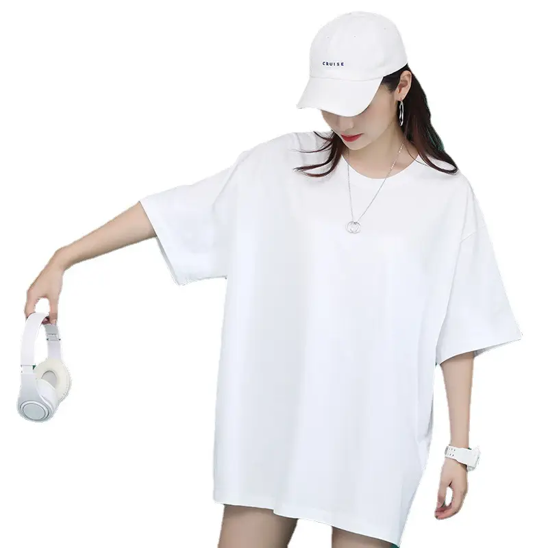 200g Loose Shoulder T-Shirt Maroon Men Women - Image 18