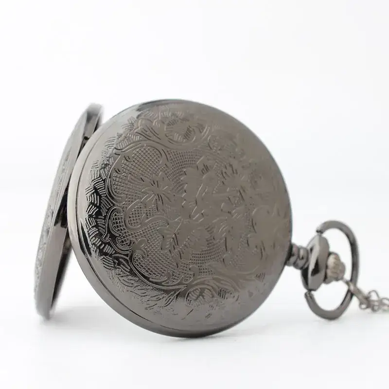 Vintage Roman Embossed Pocket Watch with Chain - Image 4