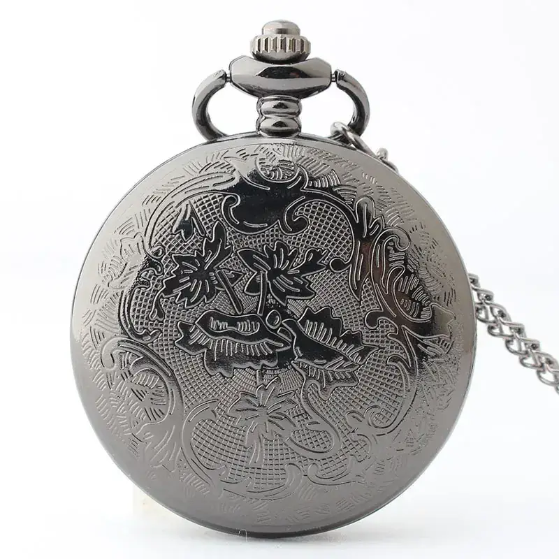 Vintage Roman Embossed Pocket Watch with Chain - Image 5