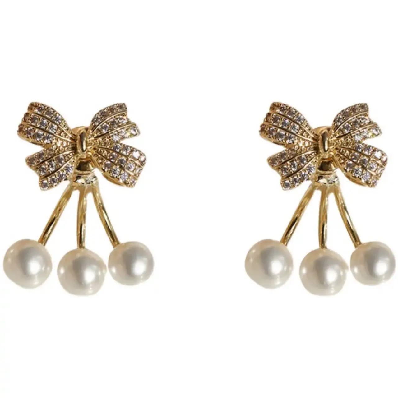 S925 Silver Pearl Bow Earrings for Girls