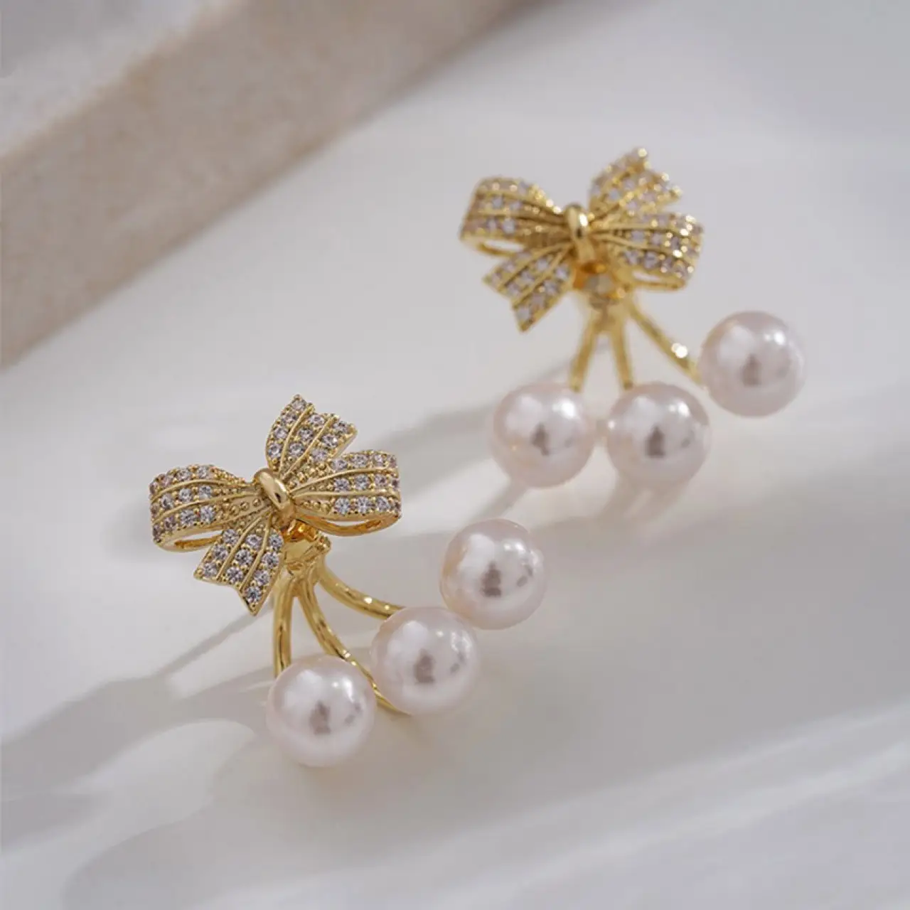 S925 Silver Pearl Bow Earrings for Girls — feature 8