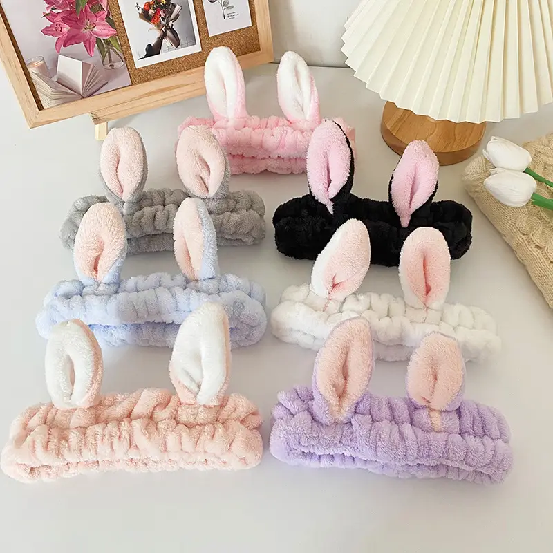 Pink Rabbit Ear Headband for Women Face Wash & Beauty - Image 9