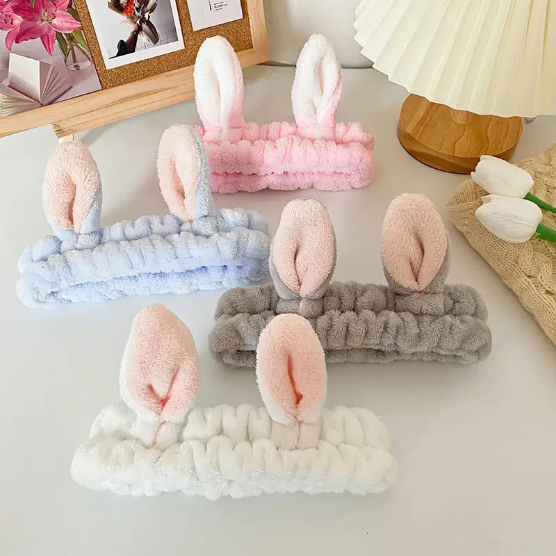 Pink Rabbit Ear Headband for Women Face Wash & Beauty - Image 10