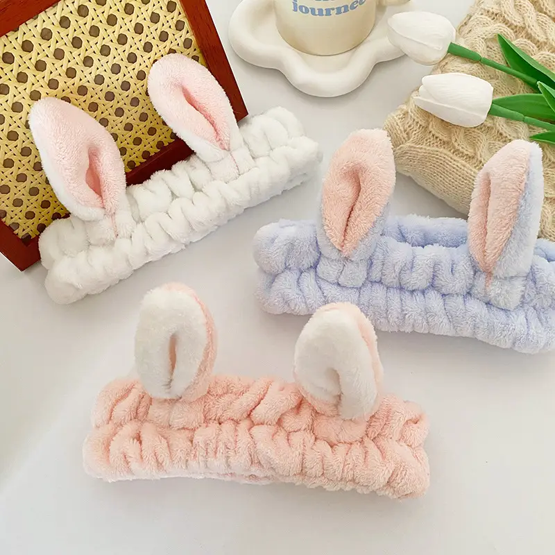 Pink Rabbit Ear Headband for Women Face Wash & Beauty - Image 11