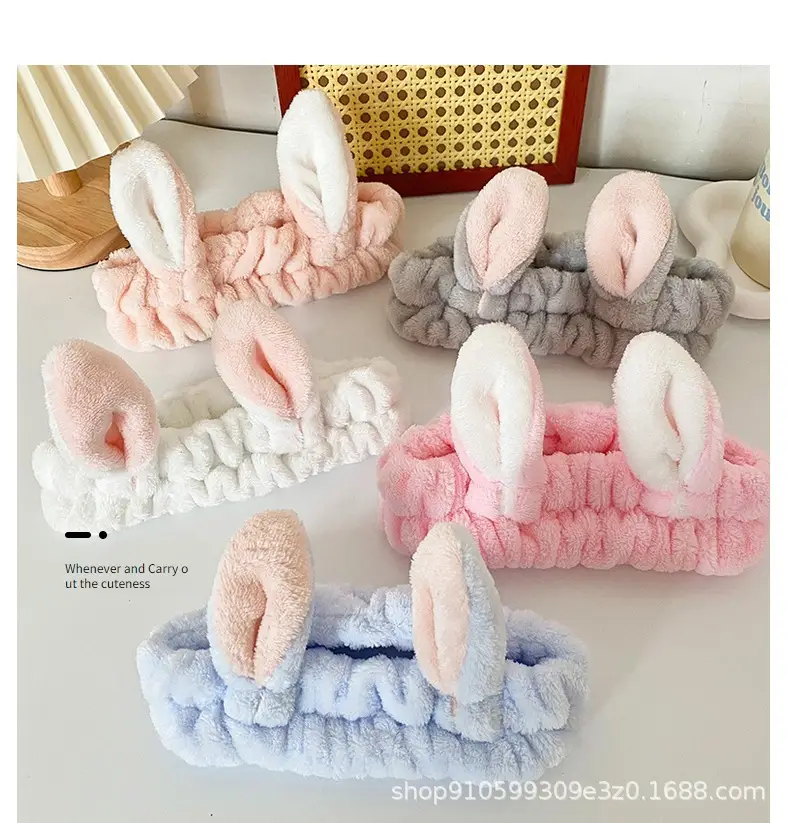 Pink Rabbit Ear Headband for Women Face Wash & Beauty — feature 11