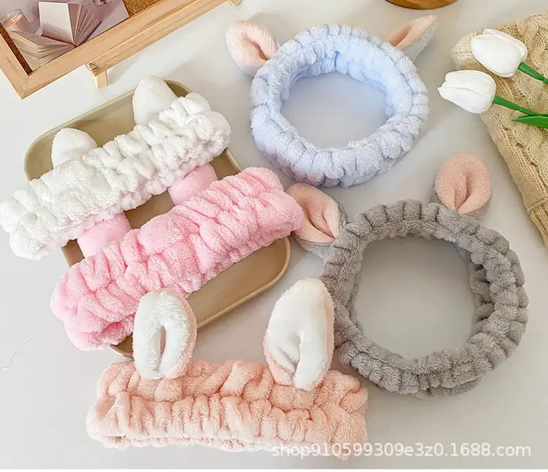 Pink Rabbit Ear Headband for Women Face Wash & Beauty — feature 13