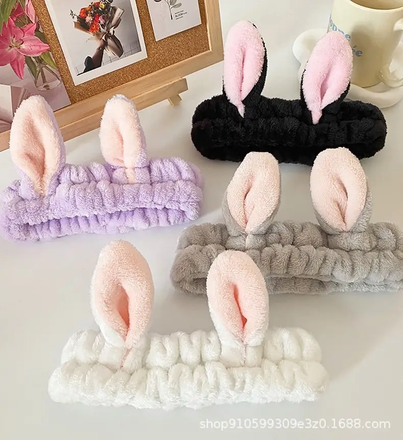 Pink Rabbit Ear Headband for Women Face Wash & Beauty — feature 15