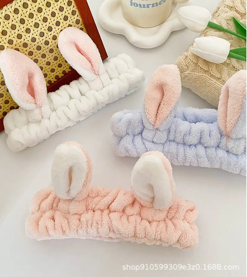 Pink Rabbit Ear Headband for Women Face Wash & Beauty — feature 16
