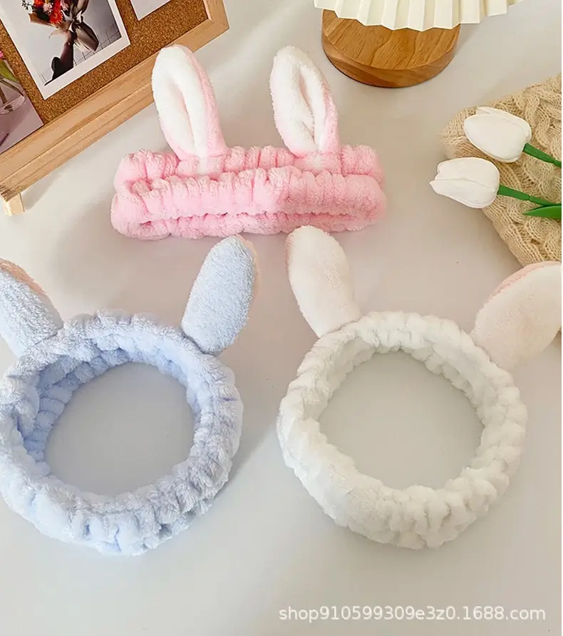 Pink Rabbit Ear Headband for Women Face Wash & Beauty — feature 17