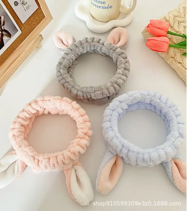 Pink Rabbit Ear Headband for Women Face Wash & Beauty — feature 18