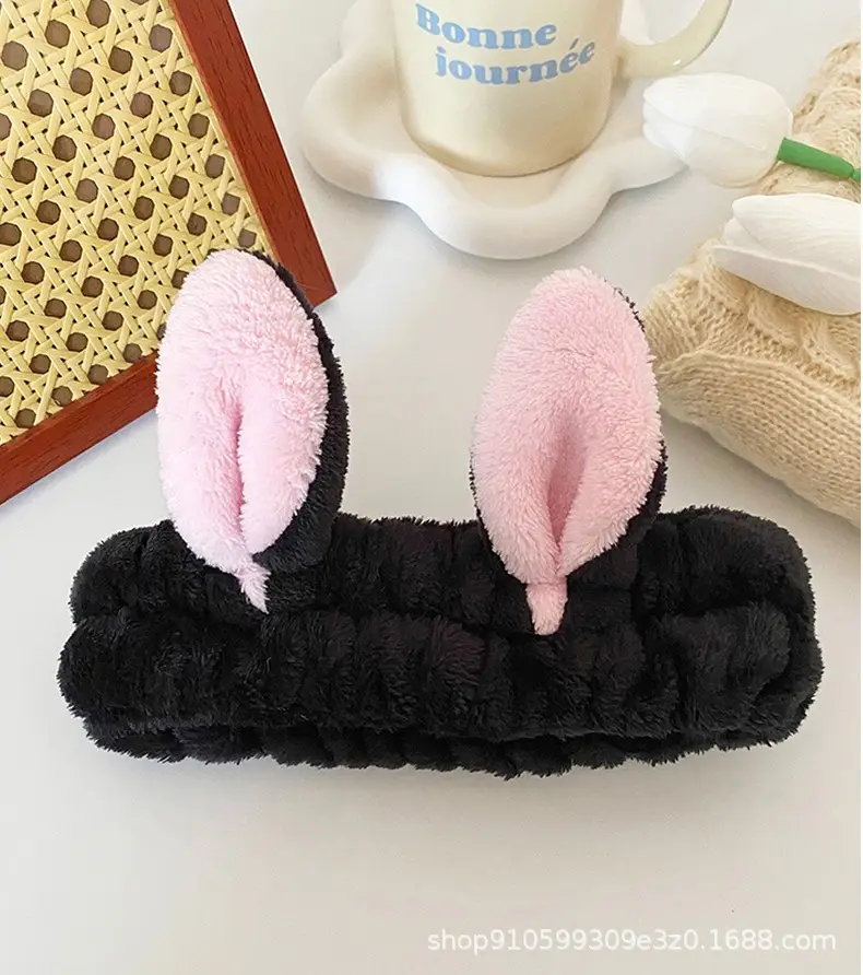 Pink Rabbit Ear Headband for Women Face Wash & Beauty — feature 19