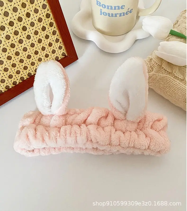 Pink Rabbit Ear Headband for Women Face Wash & Beauty — feature 20