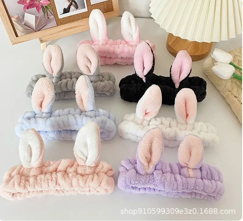 Pink Rabbit Ear Headband for Women Face Wash & Beauty — feature 4