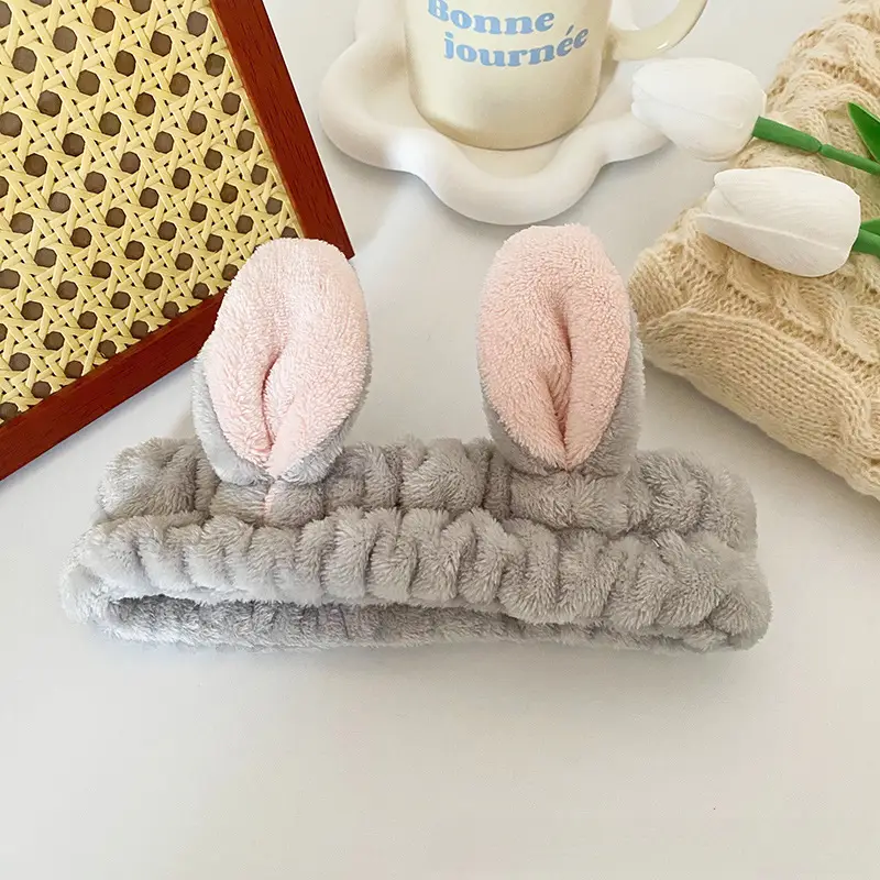 Pink Rabbit Ear Headband for Women Face Wash & Beauty - Image 4