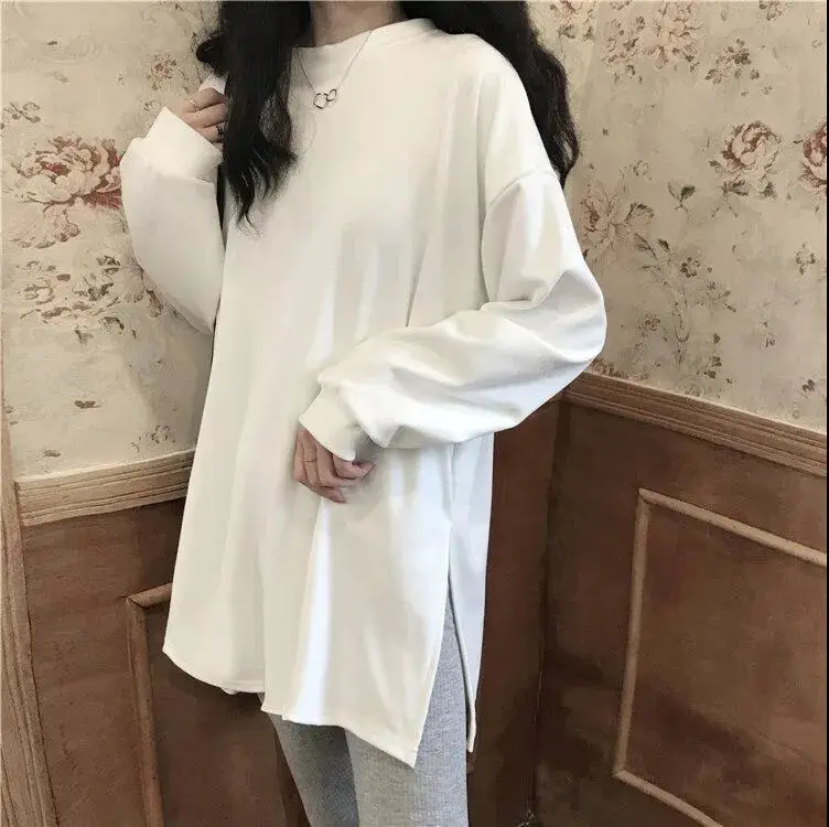 Black Velvet Long Sleeve Top with Split Hem Design - Image 6
