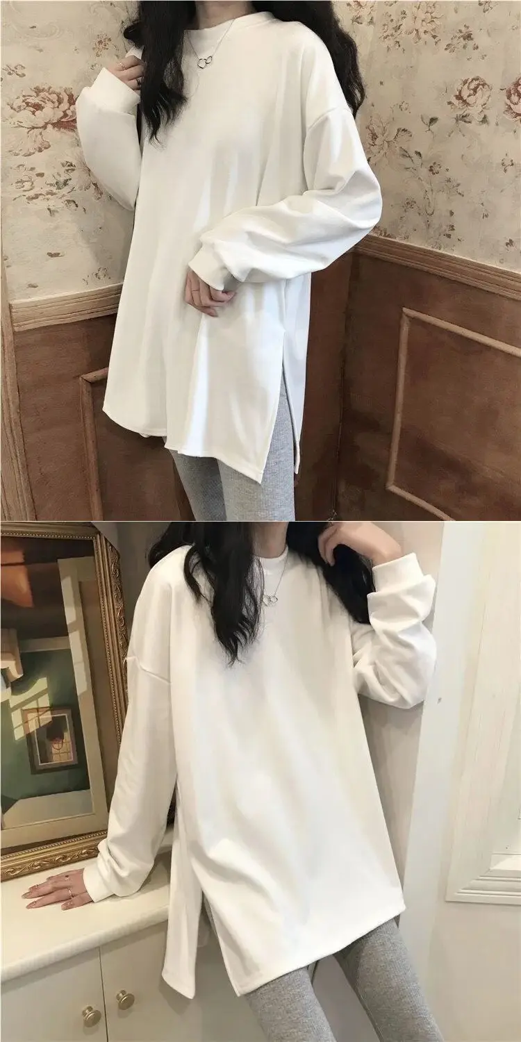 Black Velvet Long Sleeve Top with Split Hem Design — feature 13
