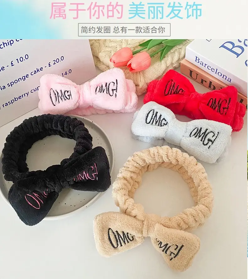 Blue Embroidered Bow Headband for Women — feature 2