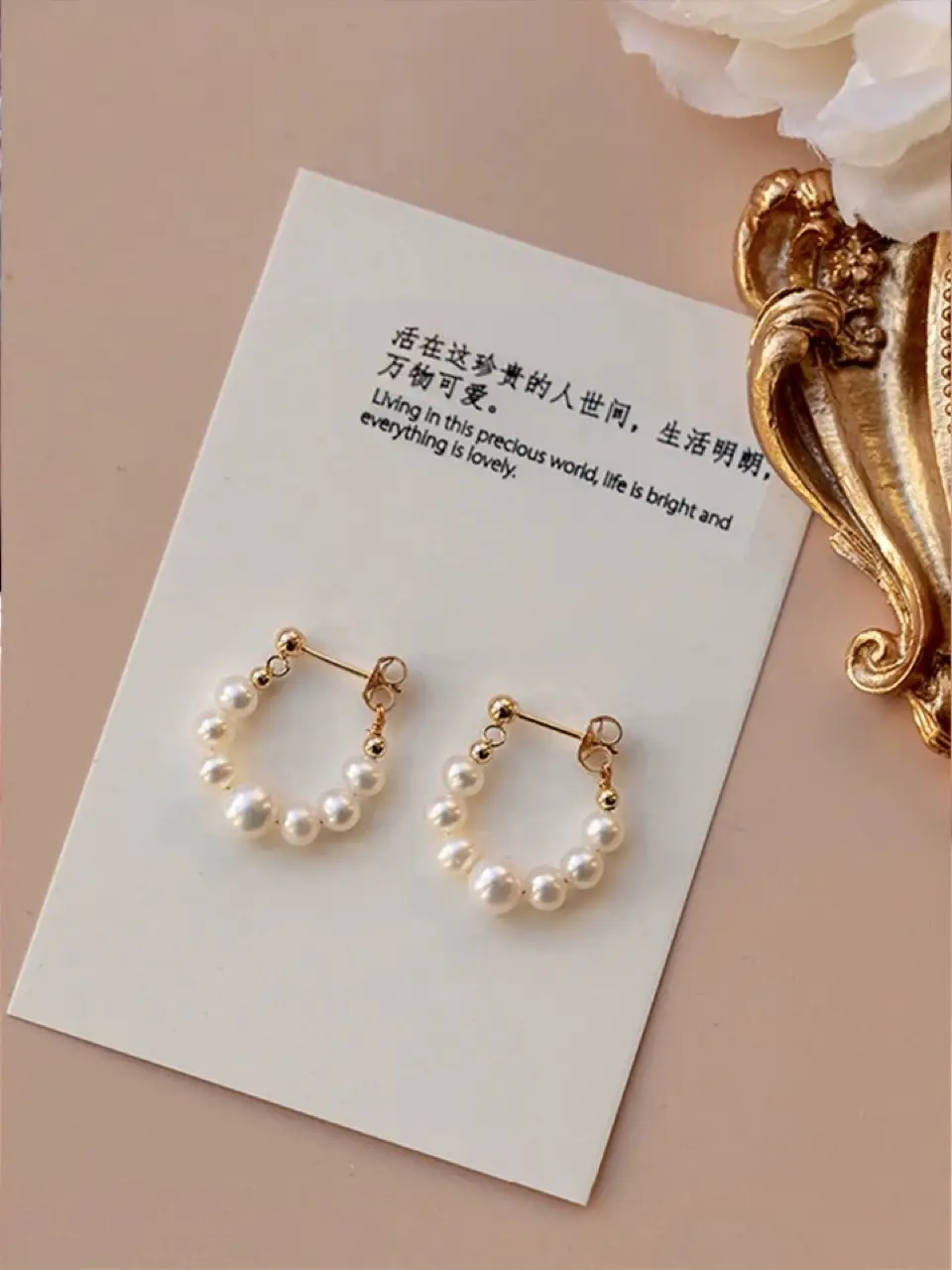 Retro Pearl Earrings Gold 14K Light Luxury — feature 4