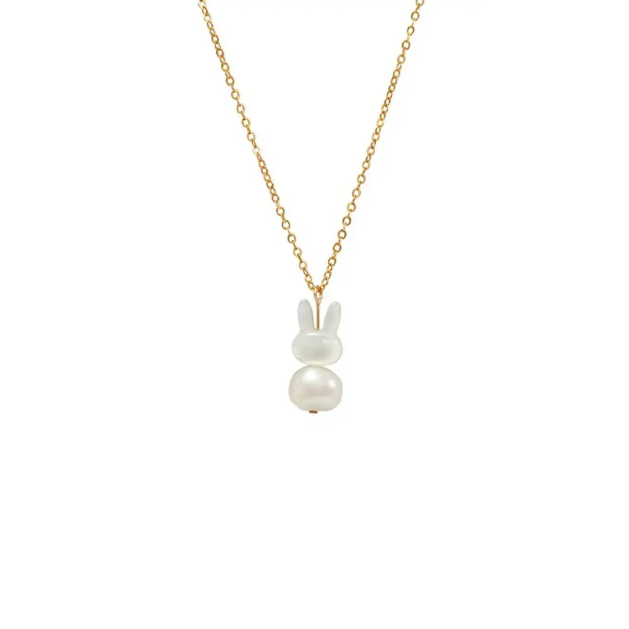 Rabbit Pearl Clavicle Necklace Light Gold