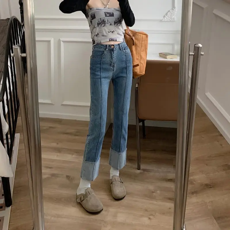 Vintage Blue High-Waisted Straight Leg Jeans for Women - Image 3