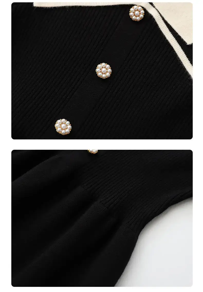 Black Korean Style Lapel Dress for Girls — feature 8