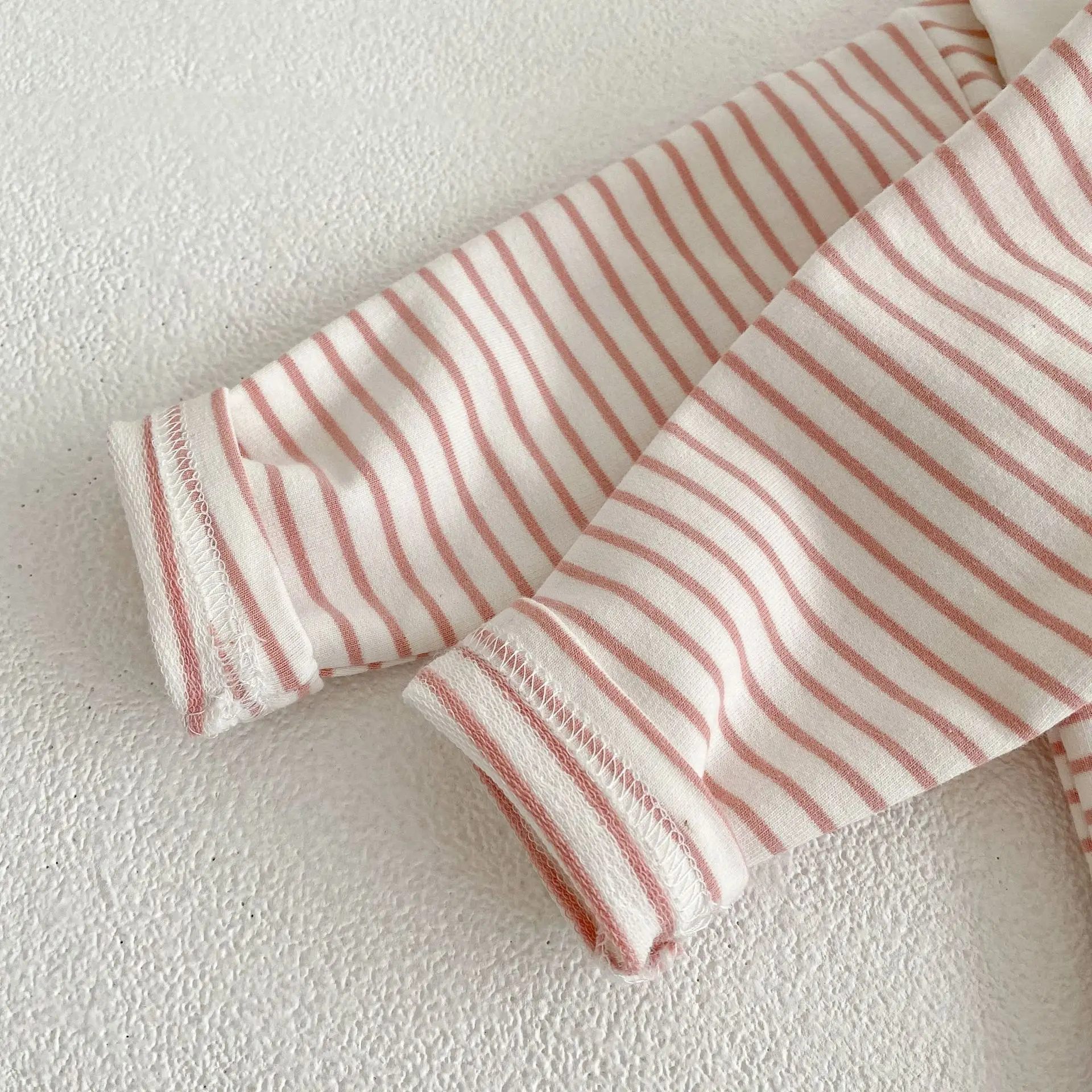 Baby Girl Rabbit Collar Striped Top + Flower Denim Overalls Suit — feature 19