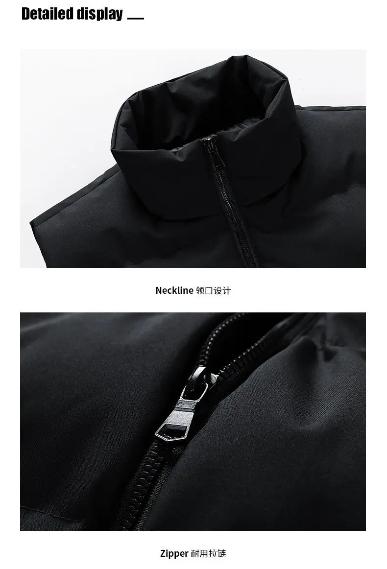 Men's Black Sleeveless Puffer Vest Winter — feature 15