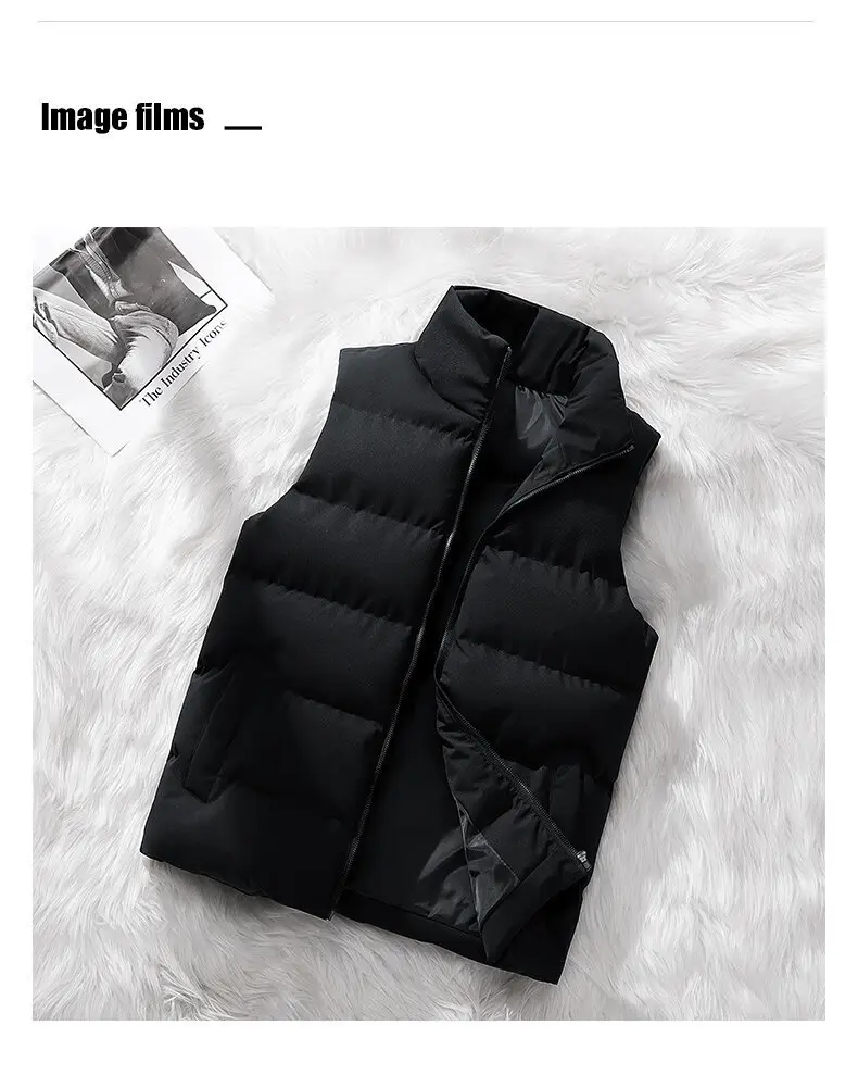 Men's Black Sleeveless Puffer Vest Winter — feature 7
