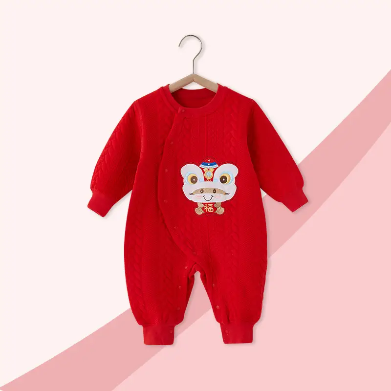 Red New Year's Baby Jumpsuit for Boys Girls - Image 2