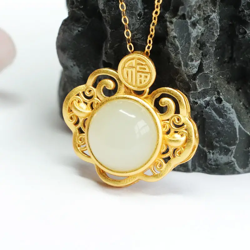 Guan Yu S925 Silver Inlaid White Jade Necklace - Image 5