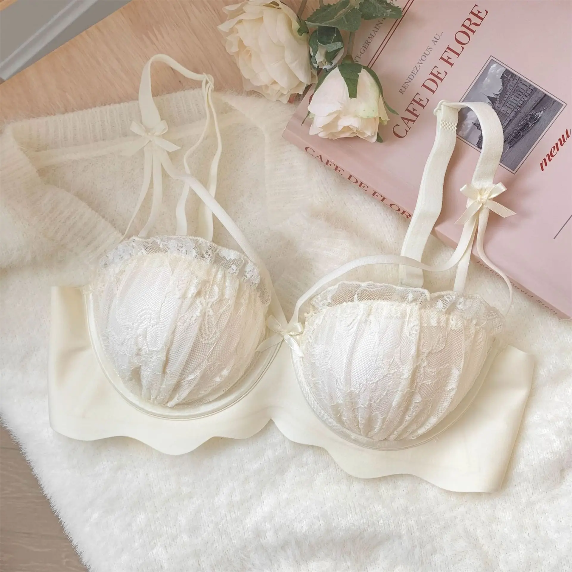 Women's Push Up Wireless Underwear Cream White Anti Sagging — feature 14