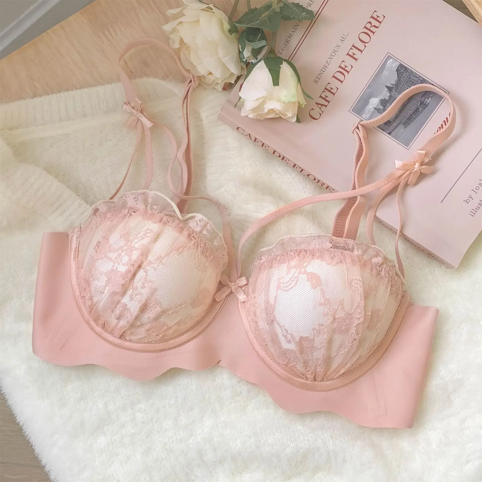Women's Push Up Wireless Underwear Cream White Anti Sagging