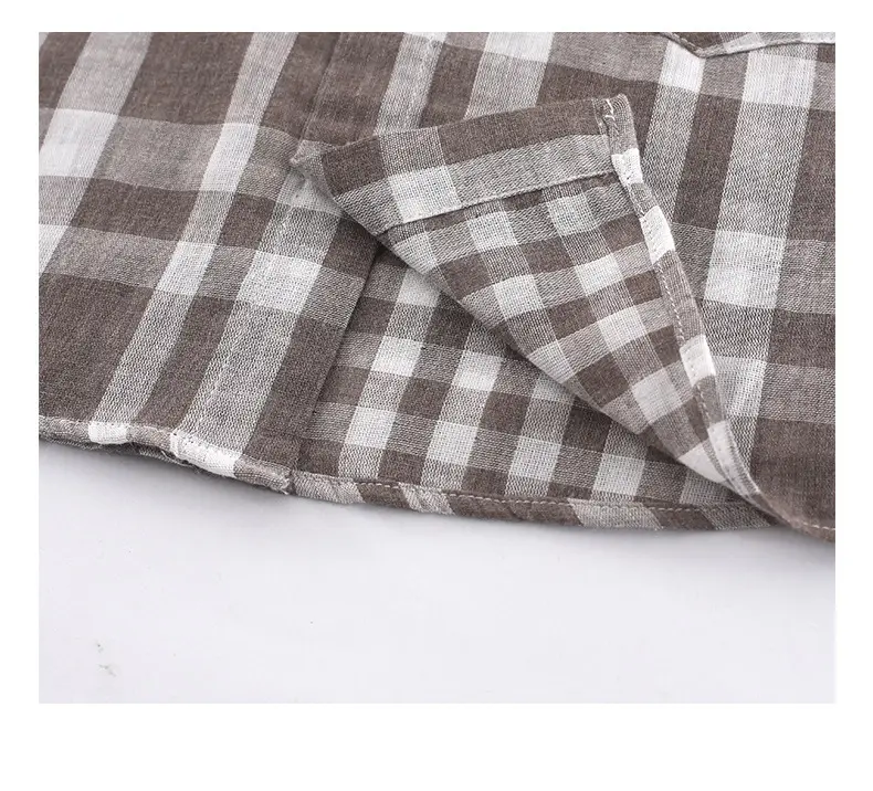 Boys Plaid Long Sleeve Shirt Brown White Medium Small — feature 5