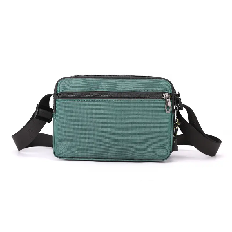 Men's Green Nylon Crossbody Bag Small Square Design