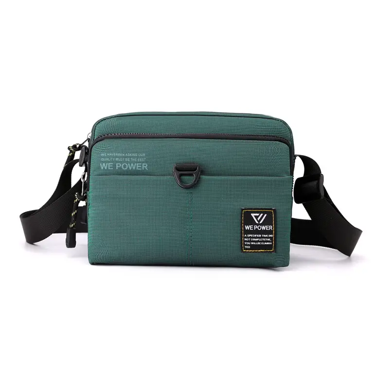 Men's Green Nylon Crossbody Bag Small Square Design