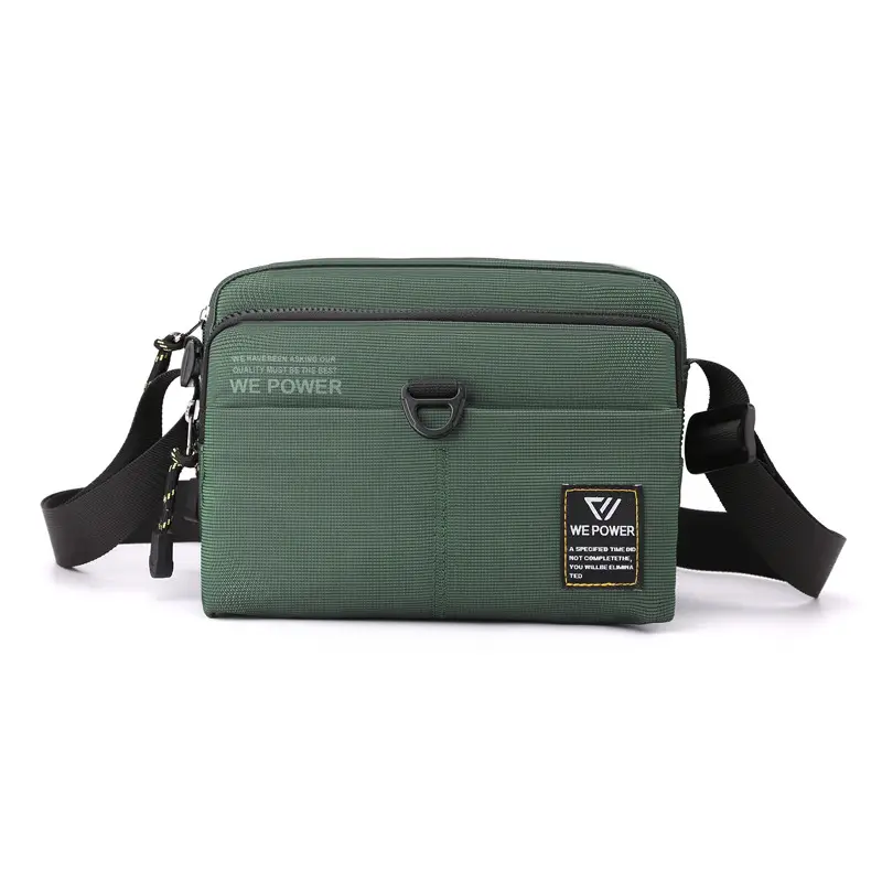 Men's Green Nylon Crossbody Bag Small Square Design