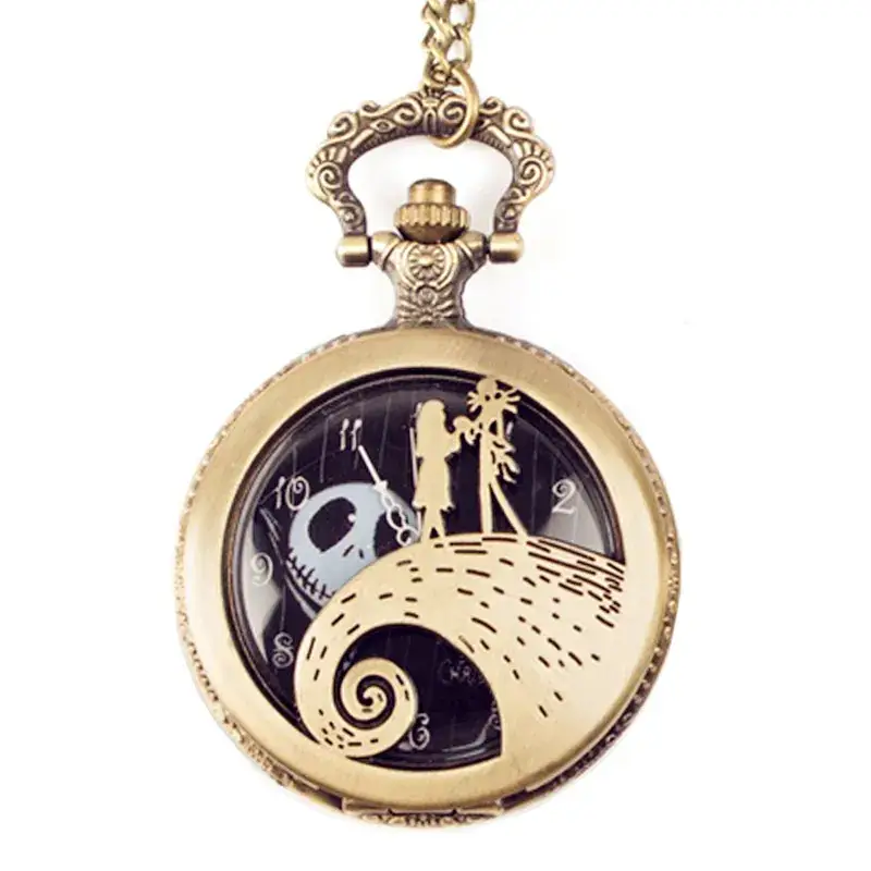 Cross Mirror Pocket Watch Necklace with Ghost Head Design — feature 14